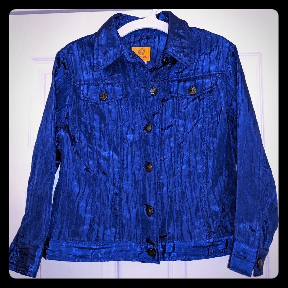 Ruby Rd women's petite blue cropped jacket sz 6P